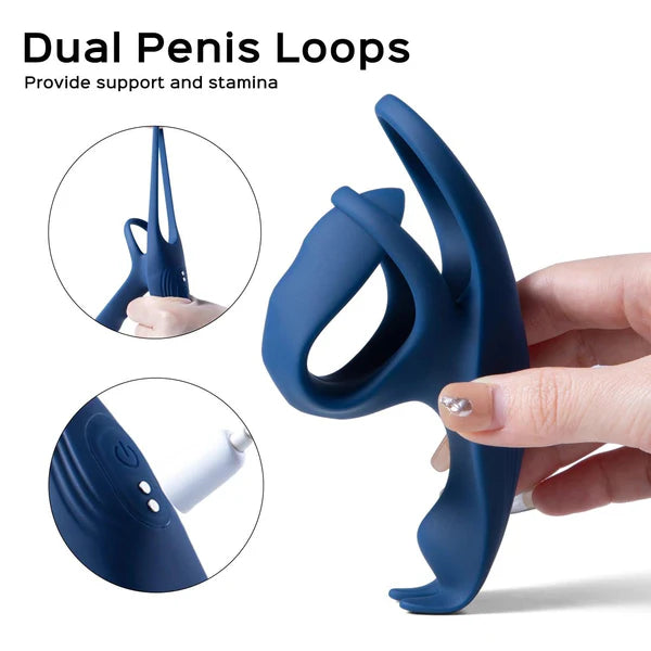 Blue Fox - Remote Control Vibrating Girth Enhancer Penis Sleeve & Clit Stimulator