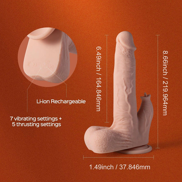 Colter - App Controlled Realistic Thrusting Dildo Vibrating Licker 8.5 Inch