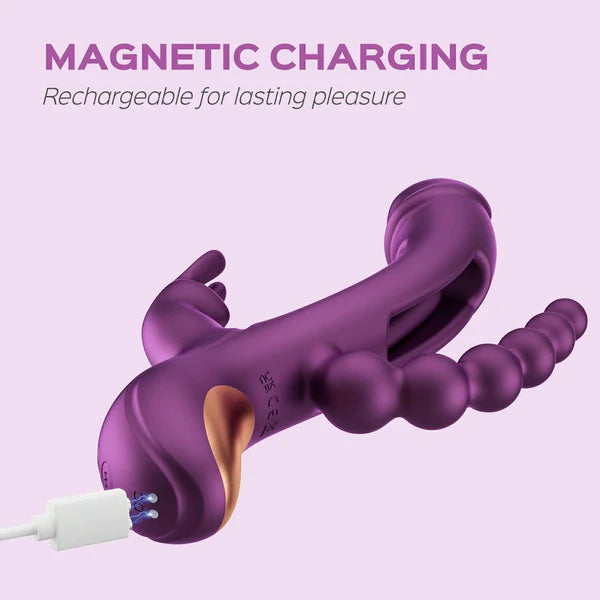 Trilux - App-Controlled Kinky Finger Rabbit Vibrator with Anal Beads