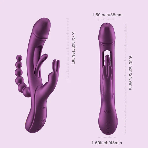 Trilux - App-Controlled Kinky Finger Rabbit Vibrator with Anal Beads