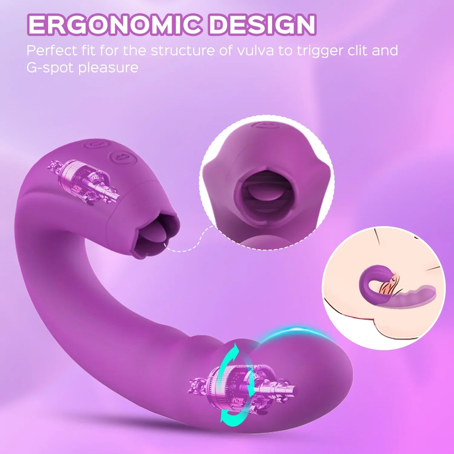 Lilian - G Spot Vibrator With Rotating Head & Vibrating Tongue