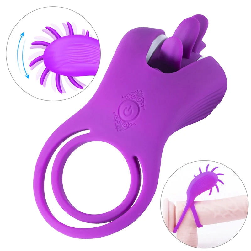 Roxy - Licking Sex Toy & Vibrating Dual Penis Ring