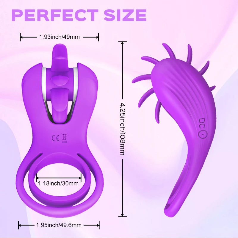 Roxy - Licking Sex Toy & Vibrating Dual Penis Ring